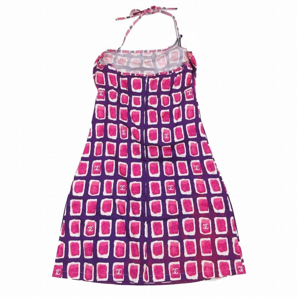 Chanel 2001 Watercolour Halterneck Mini Dress - XS