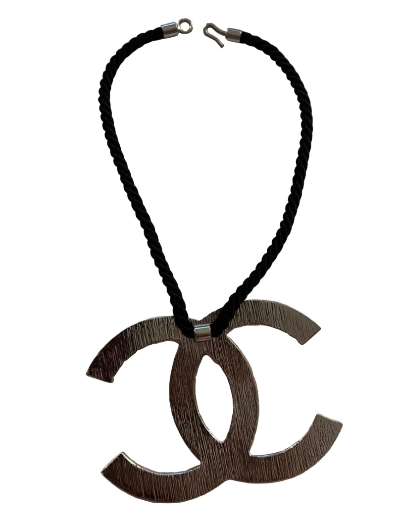 Chanel Croc Steel Silver Rope Choker Necklace