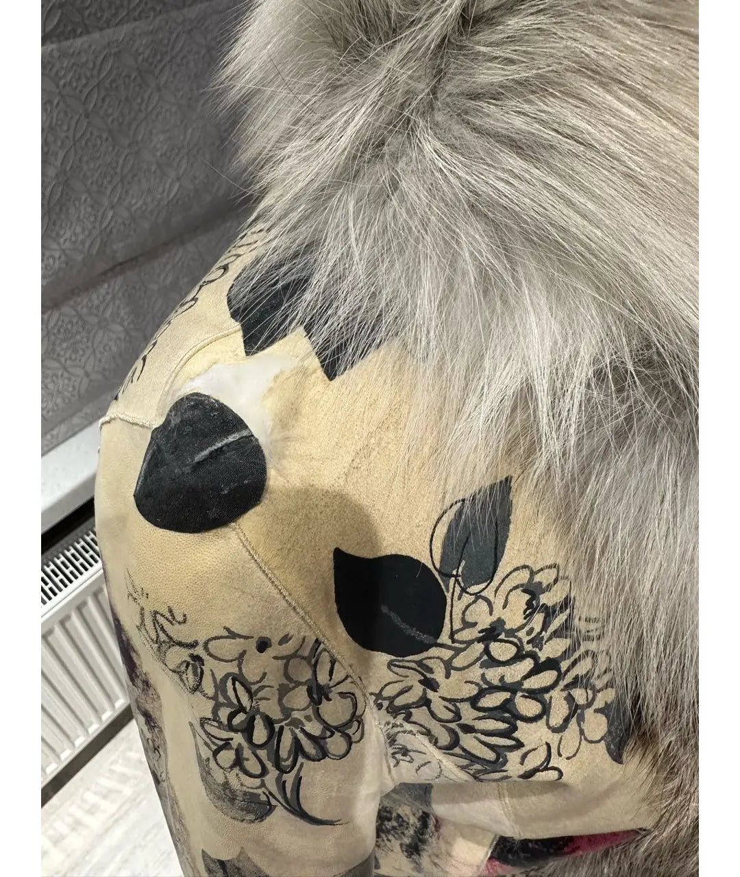 Roberto Cavalli F/W 2008 Shearling Hand Painted Fur Lined Coat - S
