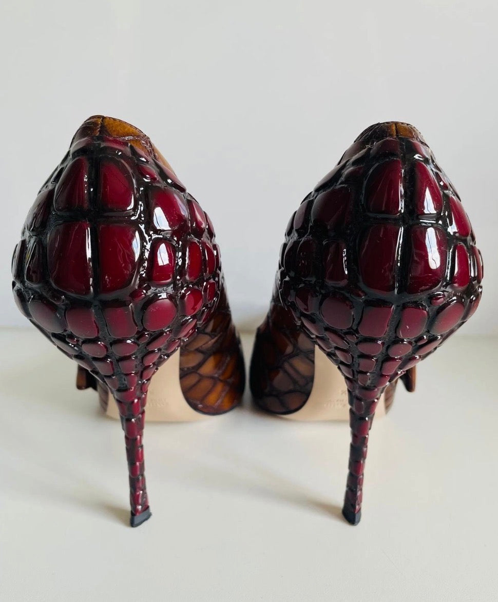 Miu Miu Crocodile Two Tone Bow Heels - 39.5