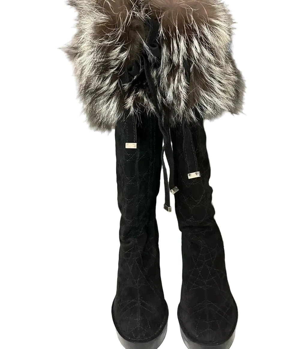 Dior Wedge Fox Fur Boots - 38