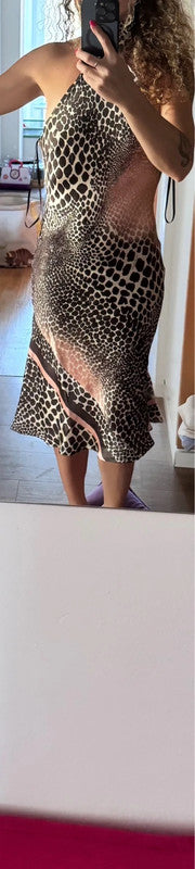 Roberto Cavalli Cheetah Print Silk Halter Dress - S/M