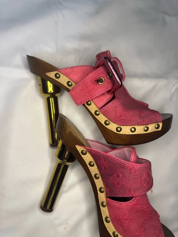 Louis Vuitton Denim Clog Mules Pink - 38
