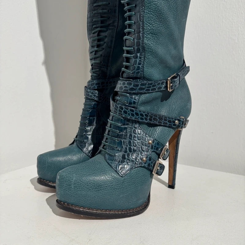 Dior Croc Print Runway 2011 Boots - 40