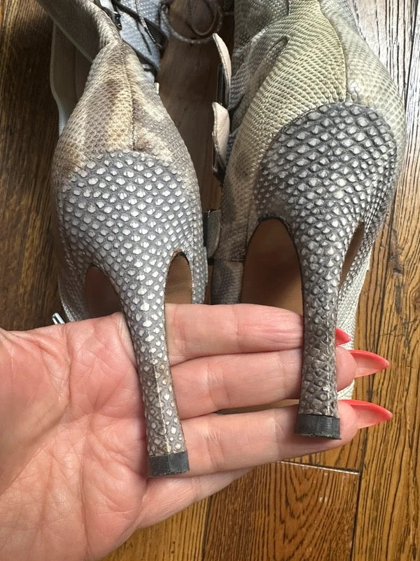 Dior Snakeskin Lace Up Boots - 38.5