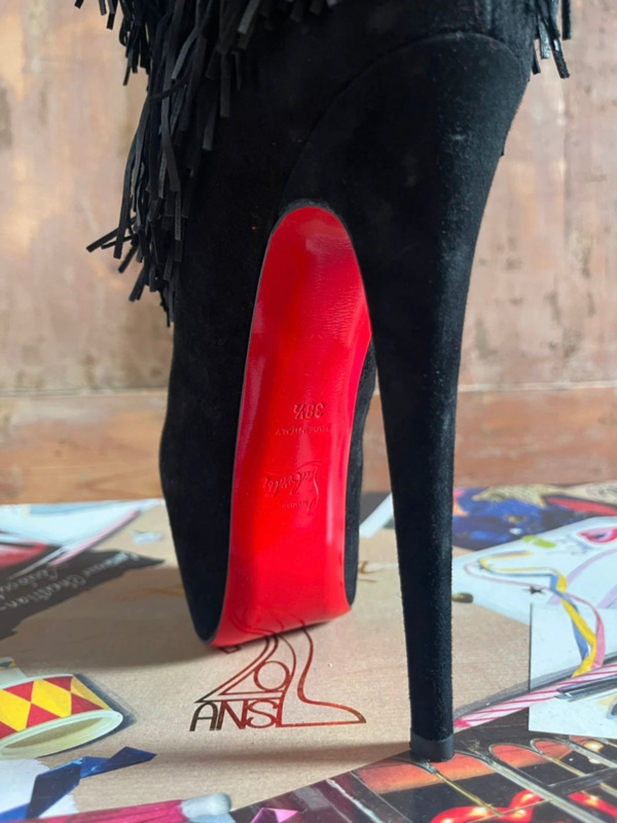 Christian Louboutin Tina Highness Fringe Boots Brand New - 38.5