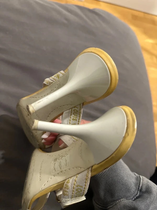 Louis Vuitton Logo Stap Mules - 37.5