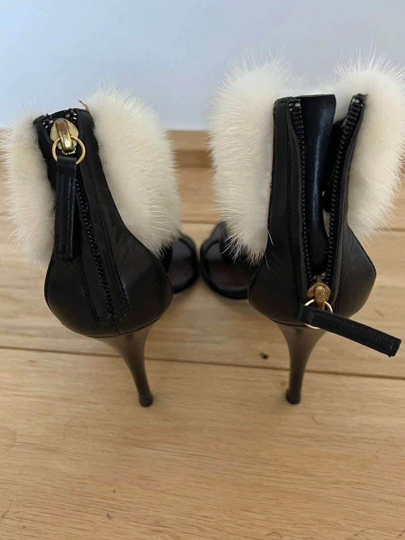Giuseppe Zanotti Beaded Heels with Fur trim - 36.5