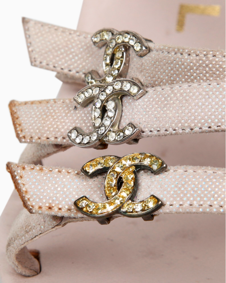 Chanel Rhinestone Strappy Heels - 37.5