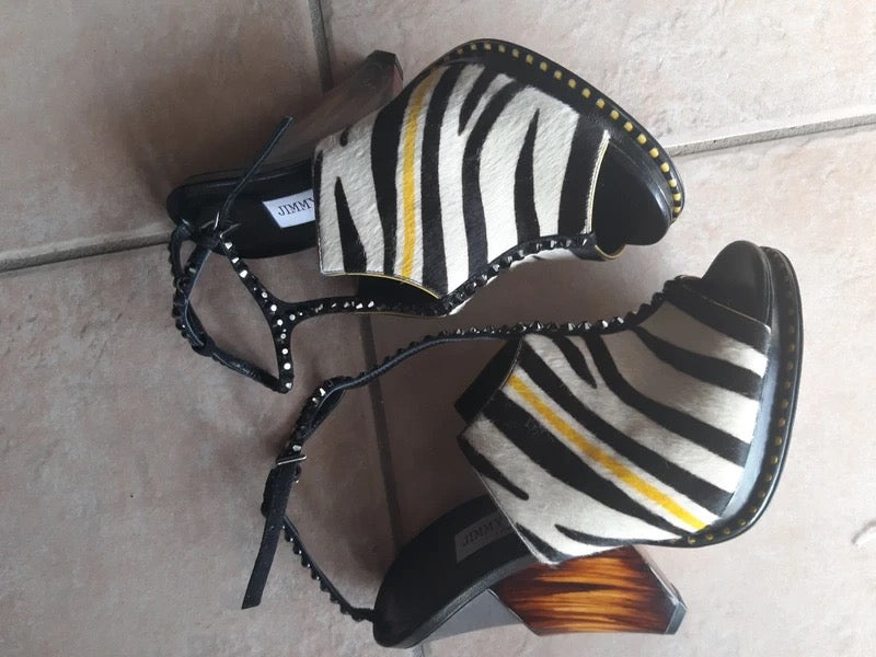 Jimmy Choo Zebra Pony Hair Wedge Heels - 36,38 + 39