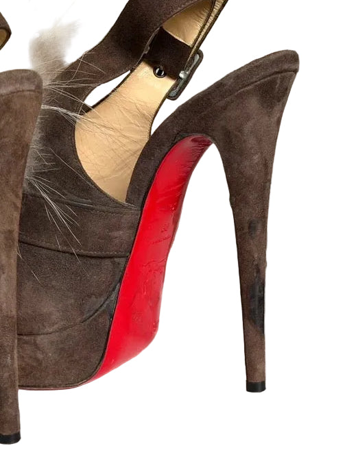 Christian Louboutin Fur Splash Heels - 39