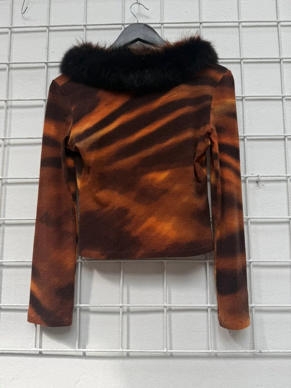 Roberto Cavalli F/W 2000 Tiger Fur Cardigan Top - S