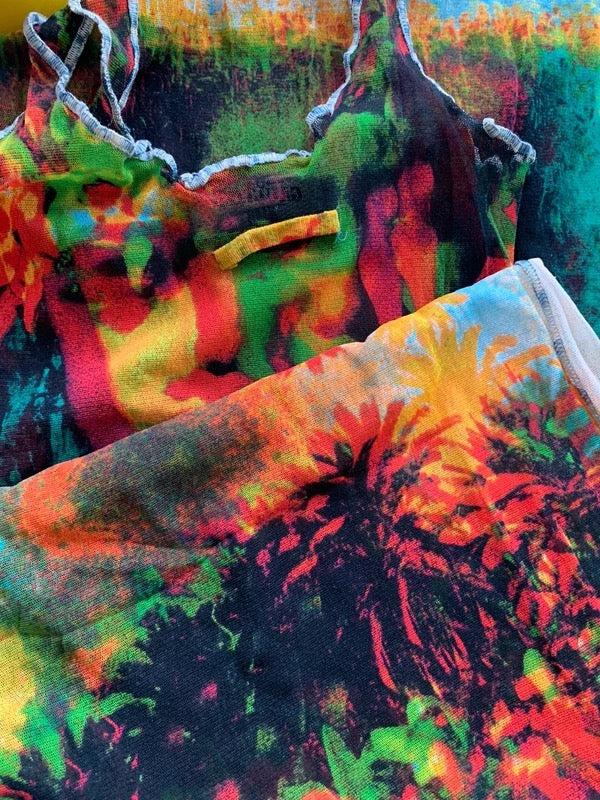 Jean Paul Gaultier S/S 2000 psychedelic print dress - S