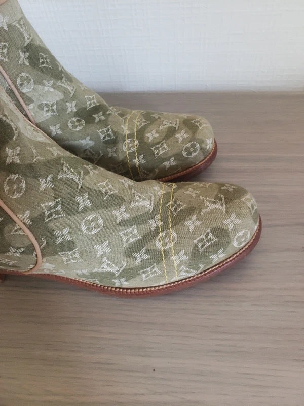 Louis Vuitton x Takashi Murakami Denim Monogram Boots - 39