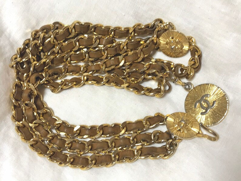 Chanel Medallion Triple Brown Chain Belt