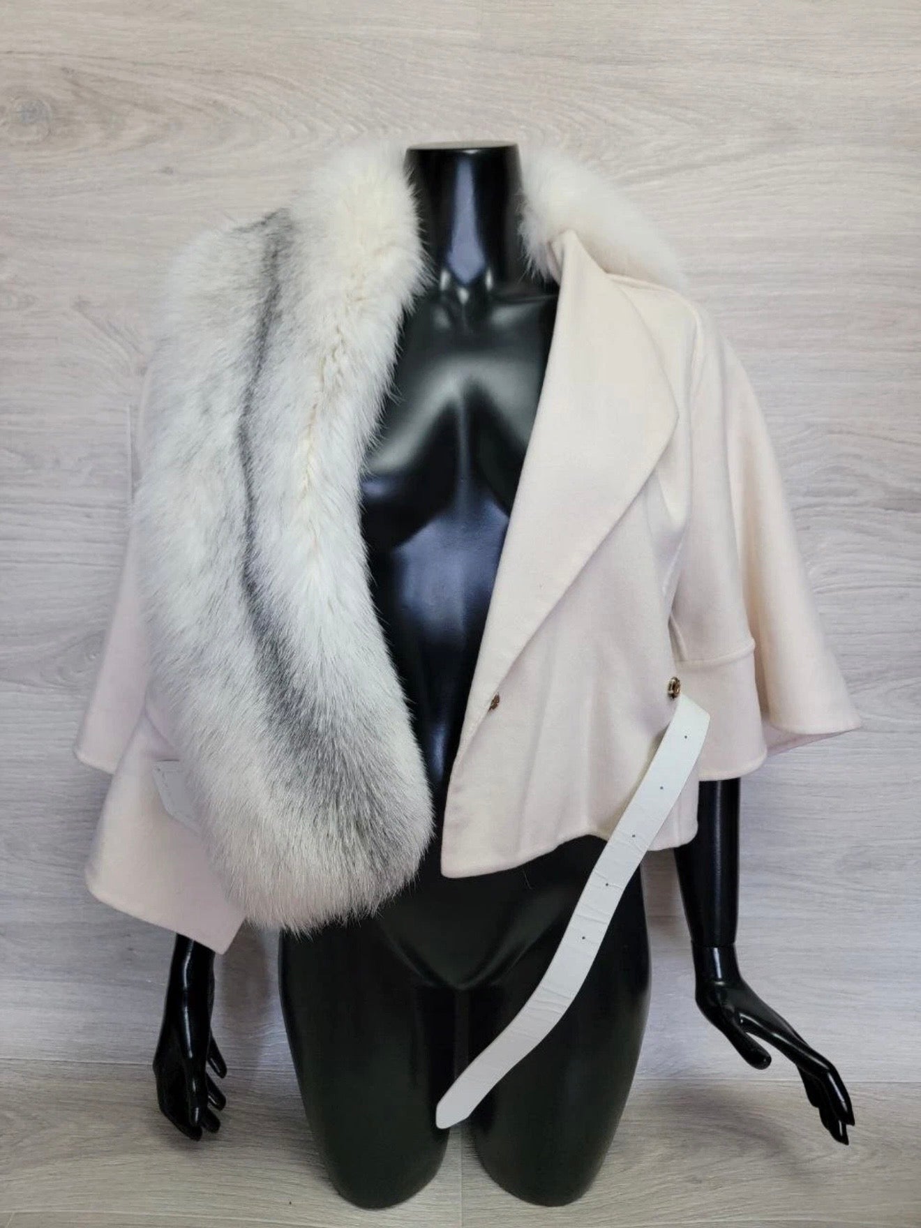 Ferragamo Fox Fur Belted Cape - S