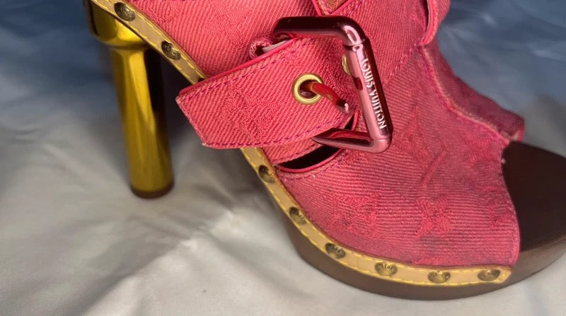 Louis Vuitton Denim Clog Mules Pink - 38
