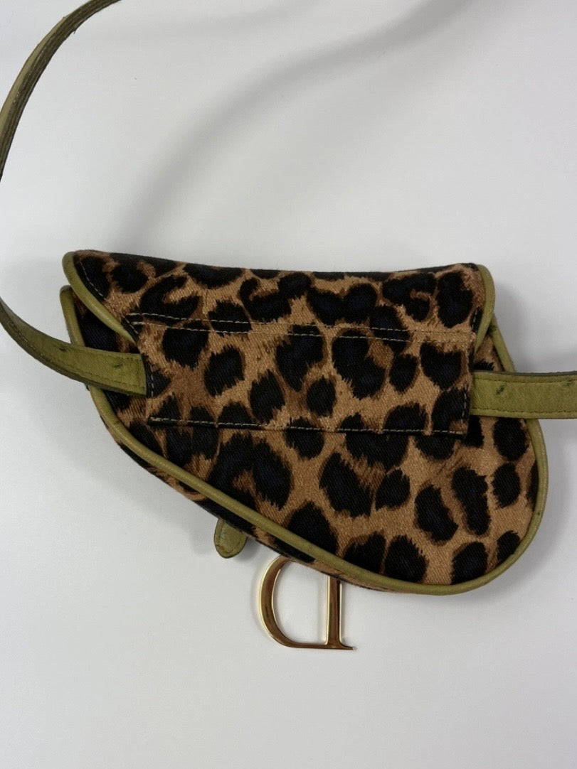 Dior Leopard Print Mini Saddle Belt Bag
