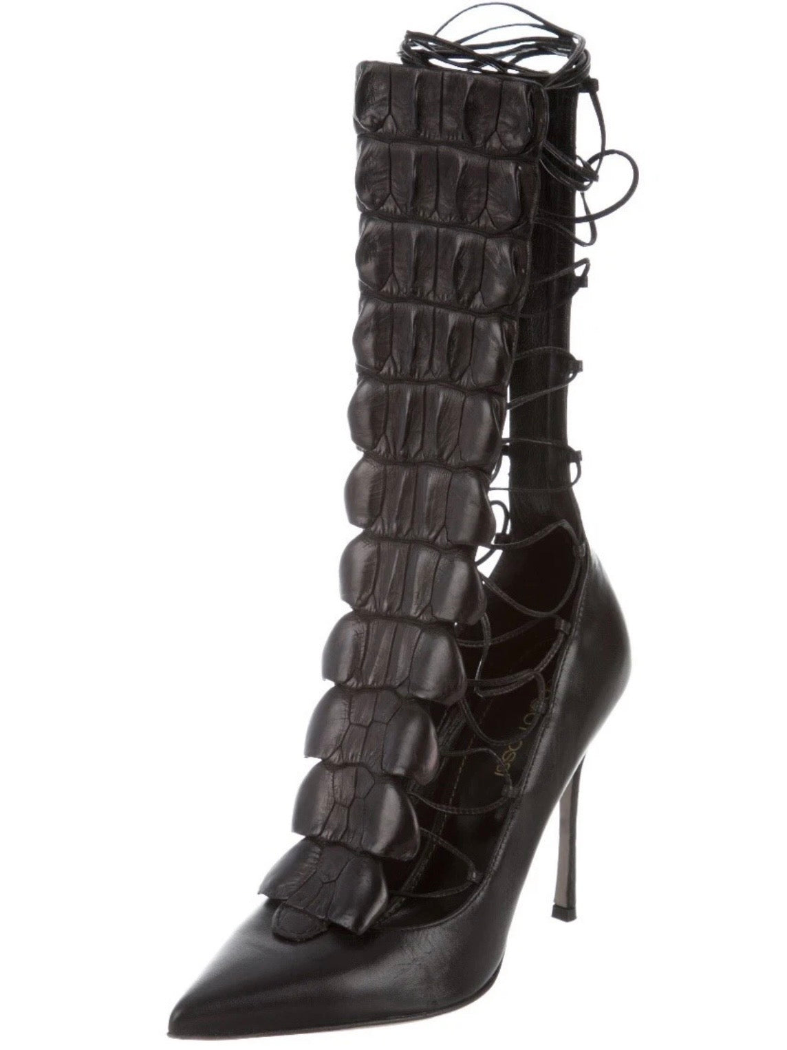 Sergio Rossi Crocodile Lace Heels - 36
