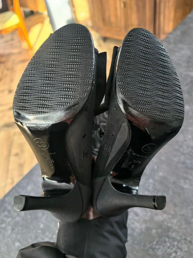 Chanel 2009 Rare Black Bow Mesh Boots - 37.5