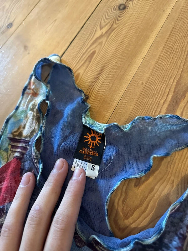 Jean Paul Gaultier S/S 1999 Flamingo Mesh Maxi Dress - S