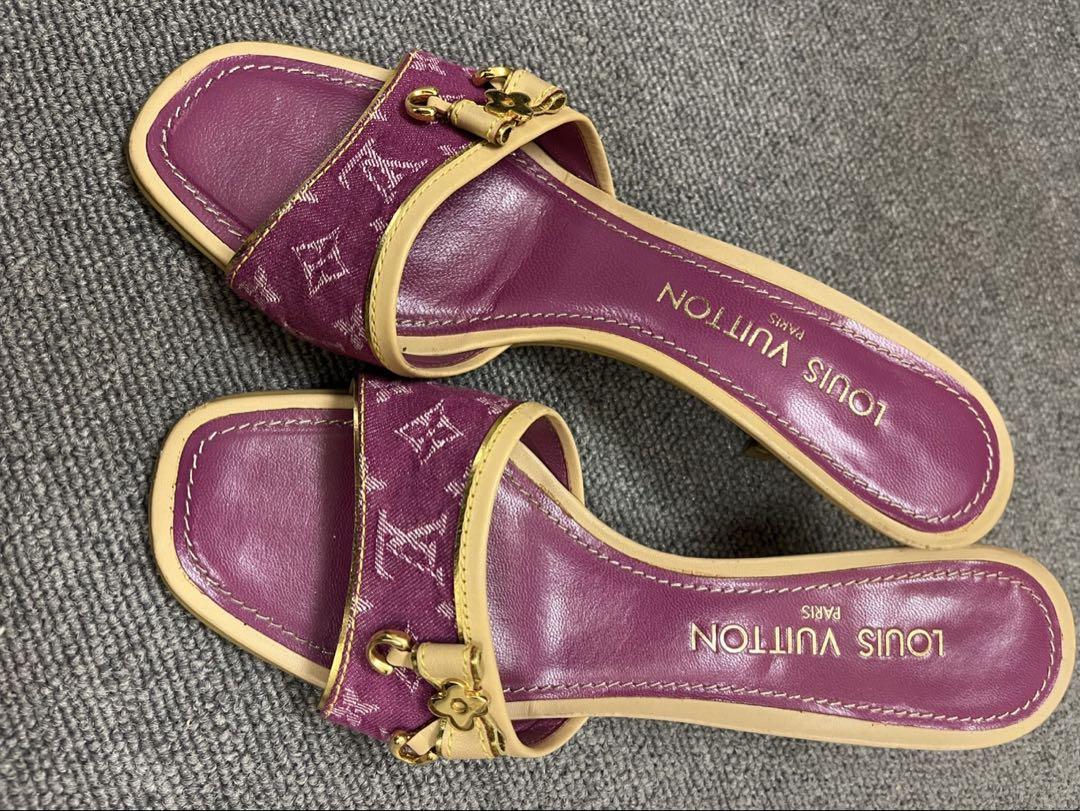 Louis Vuitton Pink Denim Kitten Heel - 36.5/37