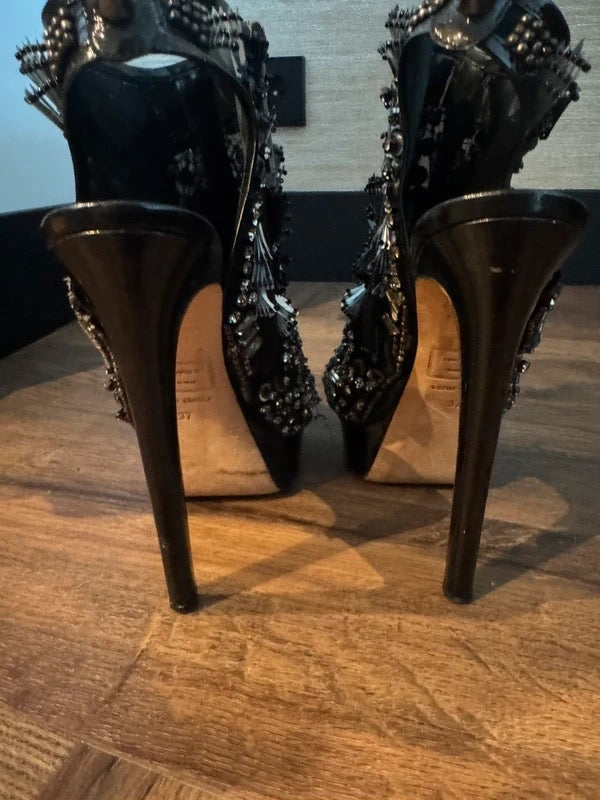 Dsquared2 Crystal Open Toed Wedge Runway Heels - 37