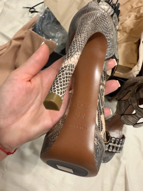 Alaia Lizard Skin Gladiator Heels - 38.5