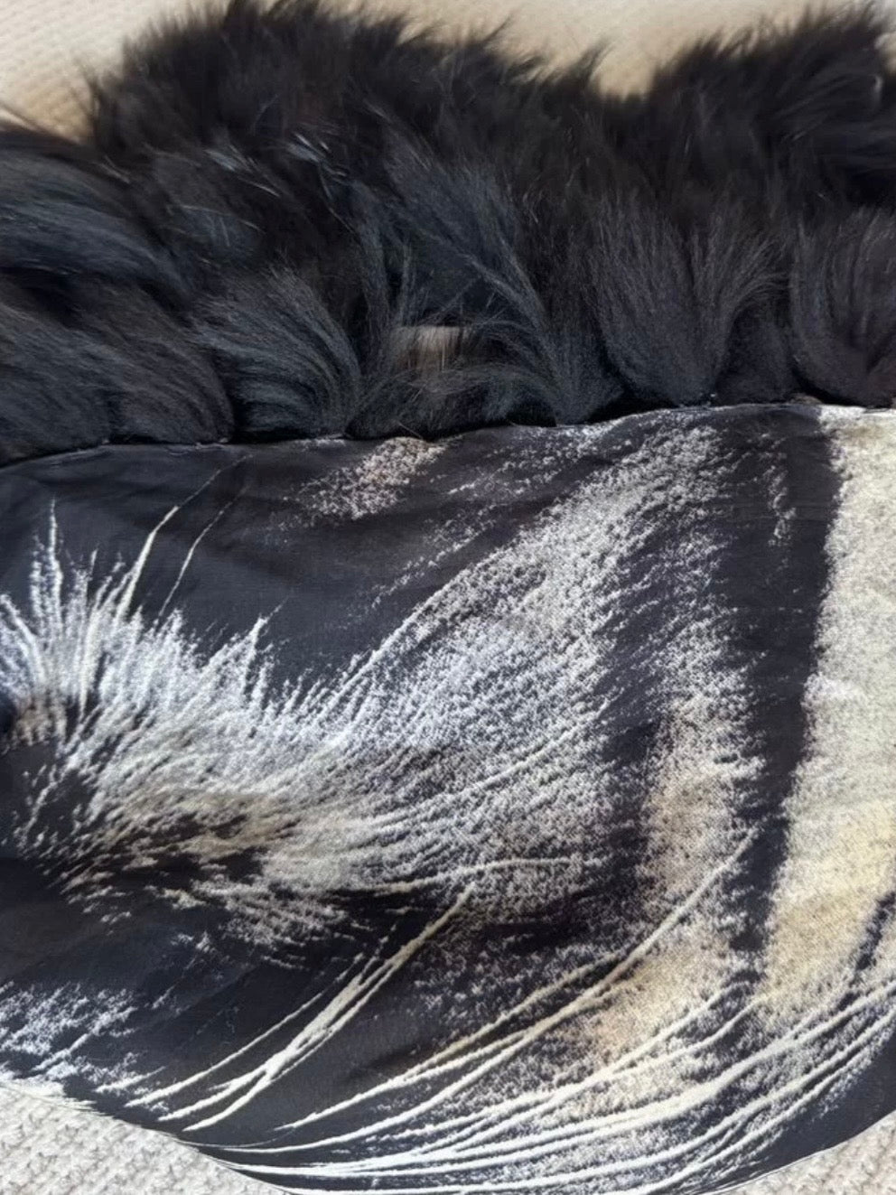 Roberto Cavalli 2000 Fox Fur Tiger Print Shawl