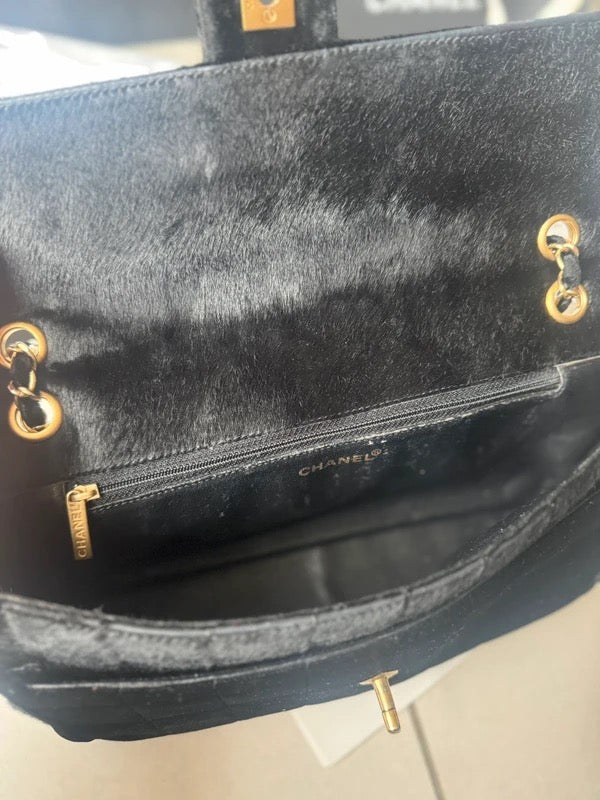 Chanel Pony Hair & Velvet Chocolate Bar Flap Bag