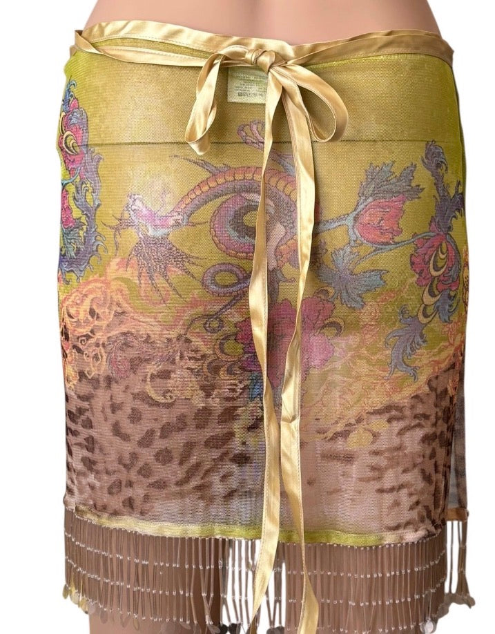 Roberto Cavalli 2000 Embellished Mesh Skirt