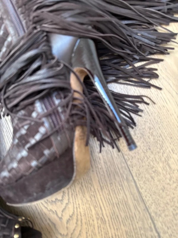 Jimmy Choo Suede Fringe Tassel Boots - 37