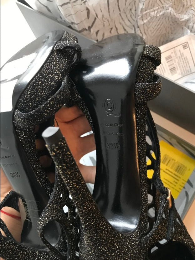 Alexander McQueen Glitter Gladiator Heels Brand New - 38.5