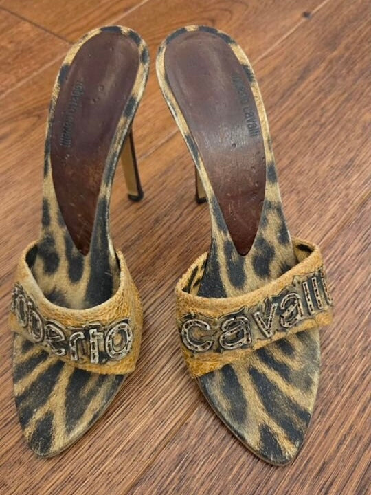 Roberto Cavalli Leopard Print Mules - 41