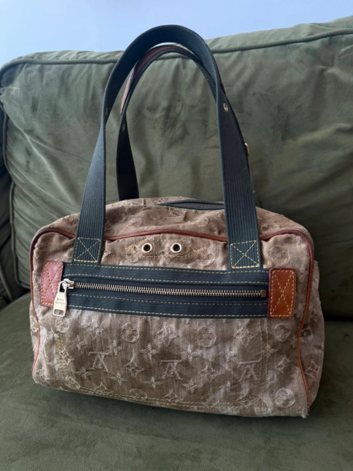 Louis Vuitton x Takashi Murakami Khaki Denim Camo Bag