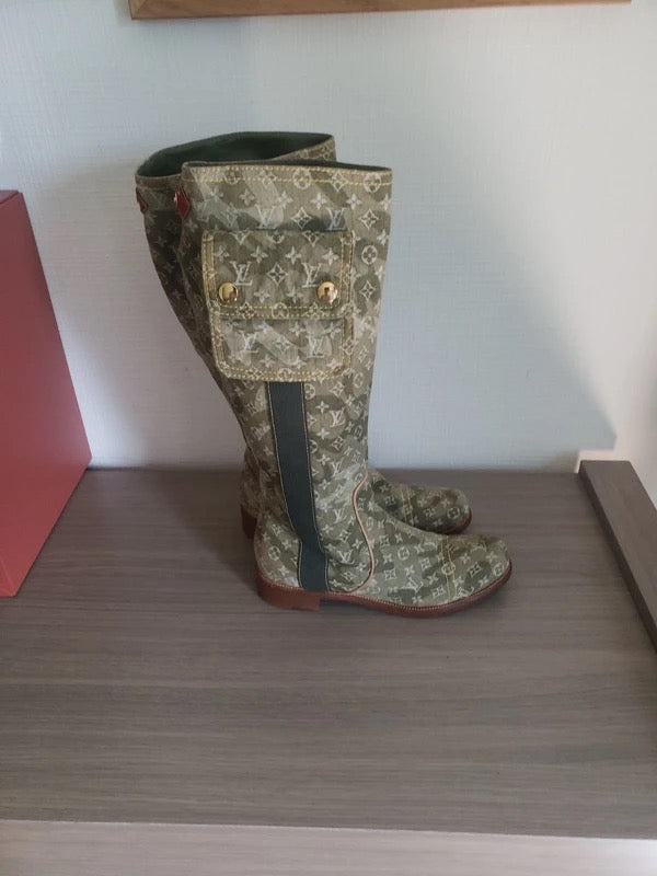 Louis Vuitton x Takashi Murakami Denim Monogram Boots - 39