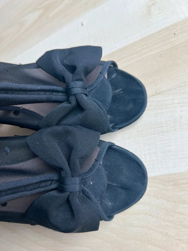 Chanel 2009 Rare Black Bow Mesh Boots - 39.5