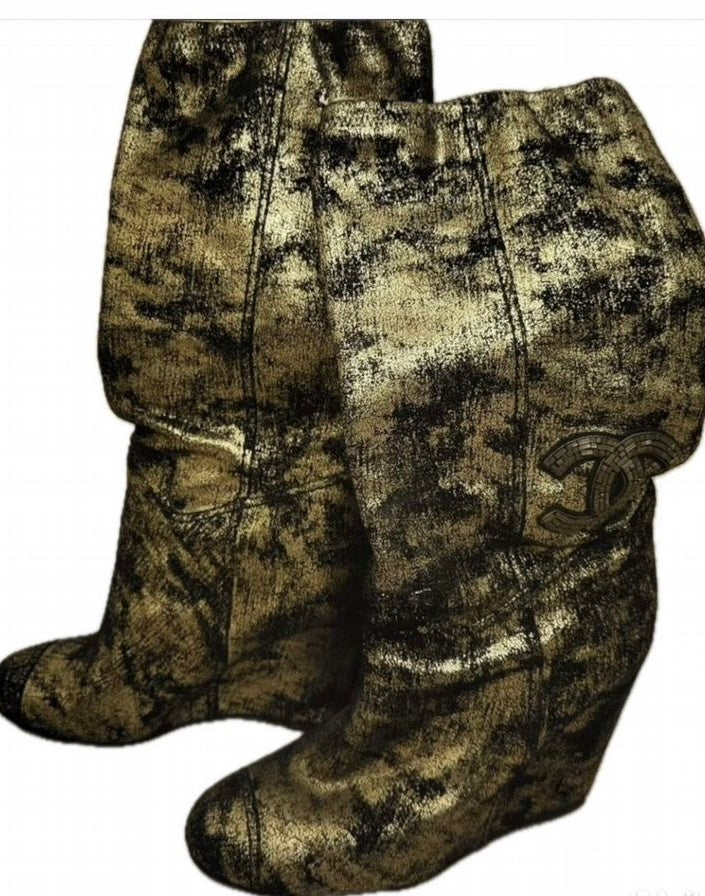 Chanel Metallic Wedge Boots - 38/38.5