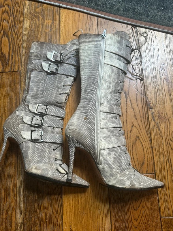 Dior Snakeskin Lace Up Boots - 38.5