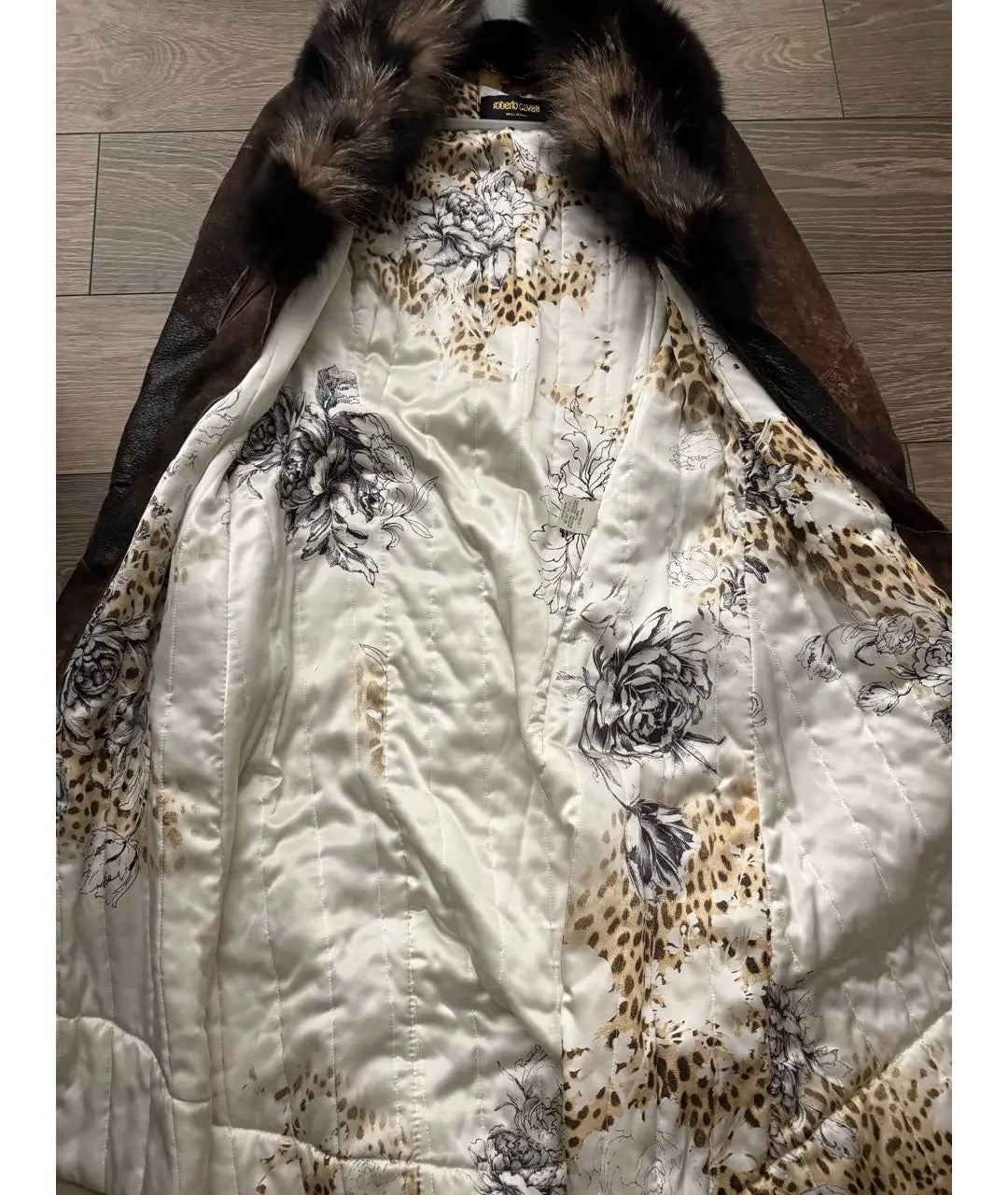 Roberto Cavalli Sheepskin with Fox Fur Trim Coat - S