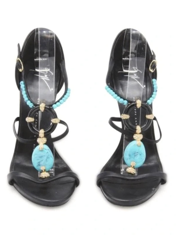 Giuseppe Zanotti Turquoise Shell Beaded Heels - 37.5