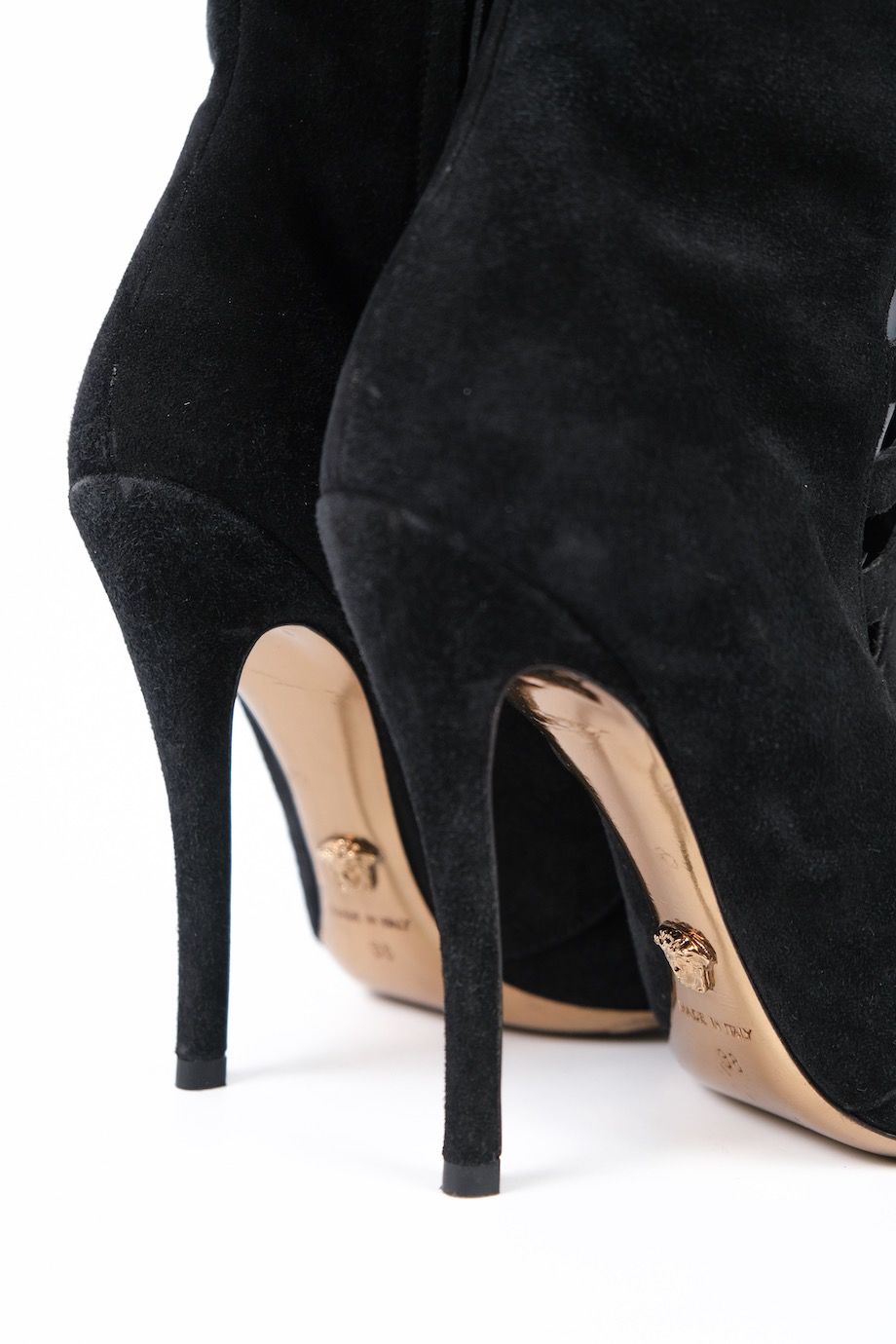 Versace F/W 2014 Laser Cut Out Suede Boots - 38