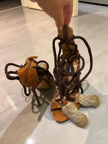 Dsquared2 Riri Heels with Fur Tassels - 38