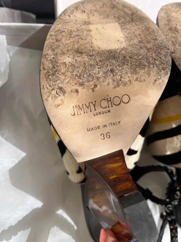 Jimmy Choo Zebra Pony Hair Wedge Heels - 36,38 + 39