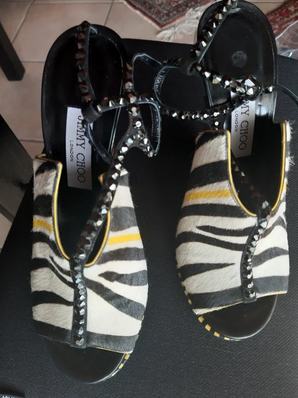 Jimmy Choo Zebra Pony Hair Wedge Heels - 36,38 + 39