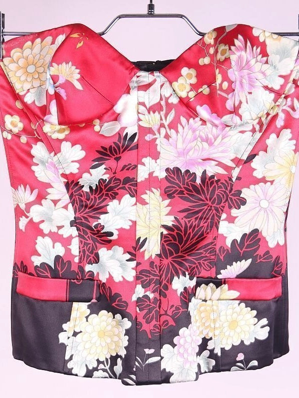 Roberto Cavalli 2008 Floral Silk Corset - S