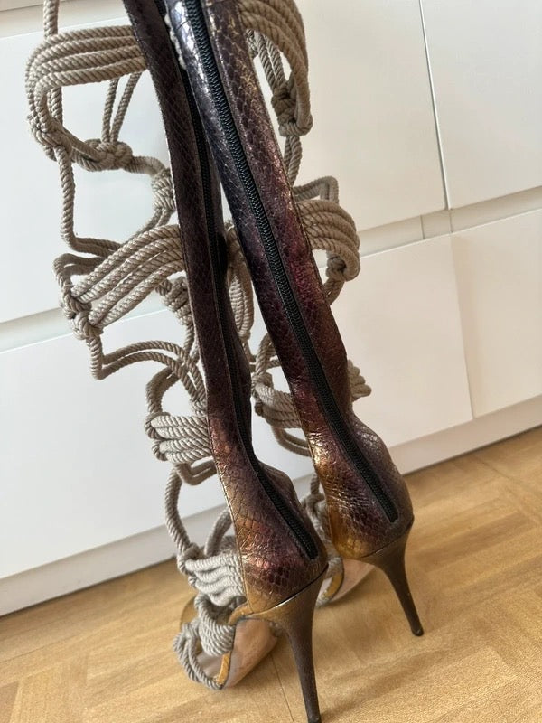 Jimmy Choo Lace Up Rope Boots - 40