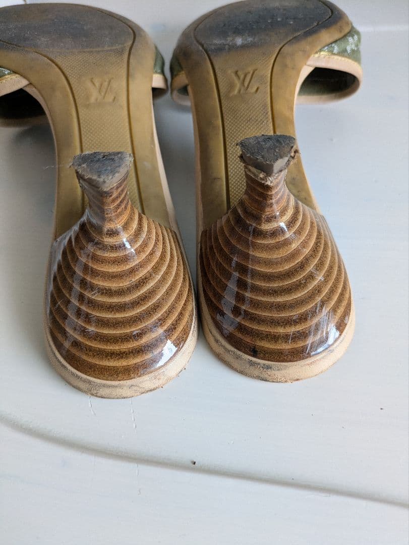 Louis Vuitton Khaki Denim Mules  - 37