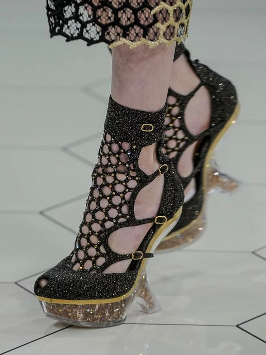 Alexander McQueen 2013 Runway Honeycomb Wedge Heels - 38.5