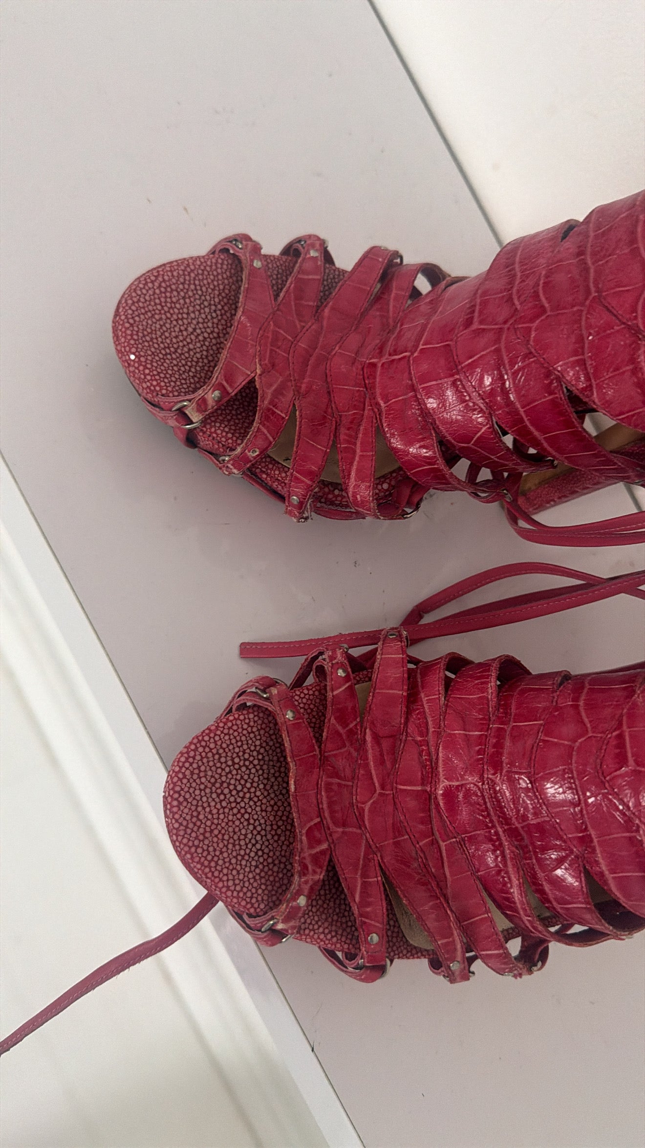 Dior 2009 Alligator Runway Heels in Pink - 39
